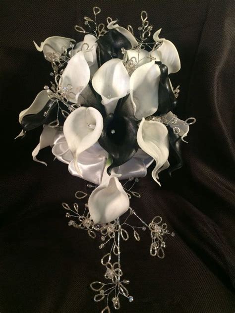 Black And White Calla Lily Bouquet Calla Rhinestone Wedding Etsy