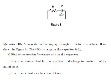 Solved R с WHA a t Figure 8 Question 10 A capacitor is Chegg