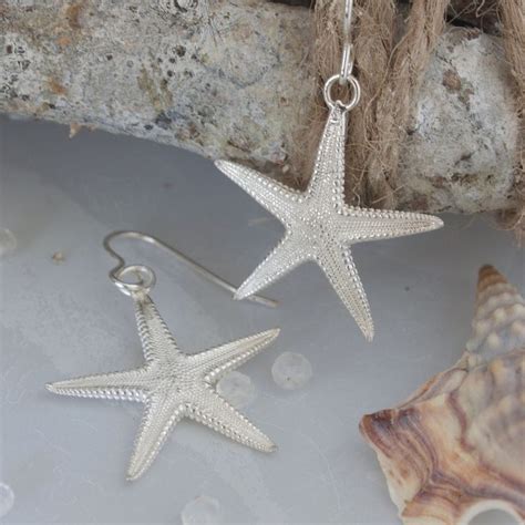 Silver Starfish Earrings Large Starfish Earrings Etsy Uk In