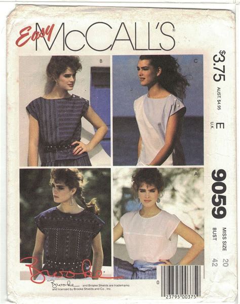 Easy Mccall S Brooke Shields Sleeveless Tops Pattern Misses Size