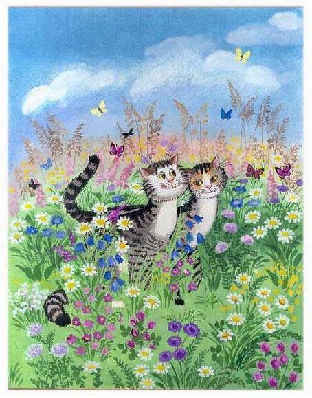 Solve Cats In Flowers Jigsaw Puzzle Online With Pieces