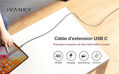 Rallonge Usb C Ivanky C Ble D Extension Type C M Le Femelle