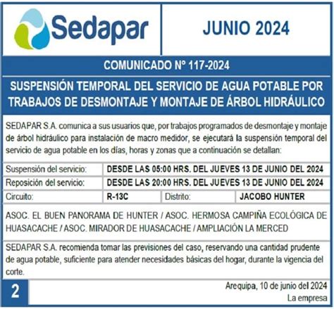 Cortes de agua programados en Arequipa conoce aquí las zonas sin