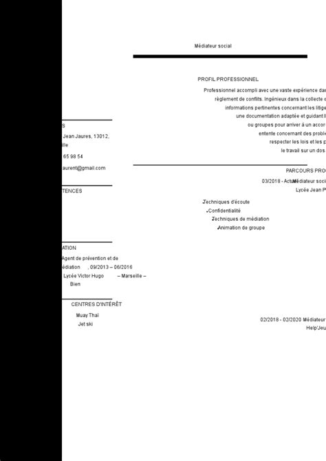 CV médiateur social les modèles et exemples monCVParfait