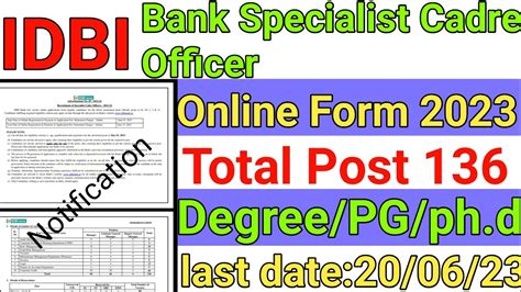 Idbi Recruitment 2023 Apply Online For 136 Specialist Cadre Officer