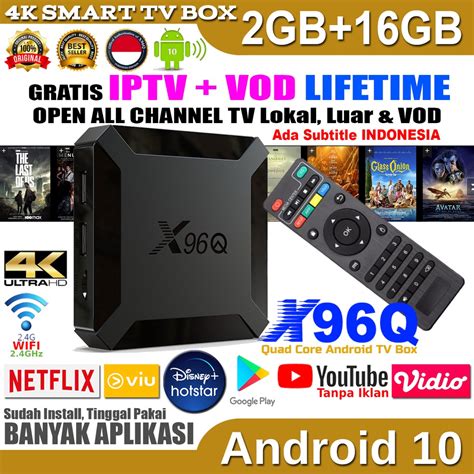 Jual Android TV Box STB X96Q GRATIS FULL CHANNEL TV HBO AXN RELIGI Dll