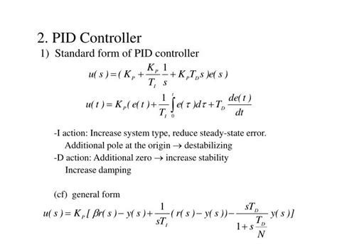 Ppt 2 Pid Controller 1 Standard Form Of Pid Controller Powerpoint