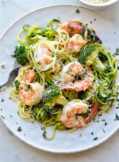 Lemon Garlic Shrimp With Broccoli And Zucchini Noodles Paleo Keto