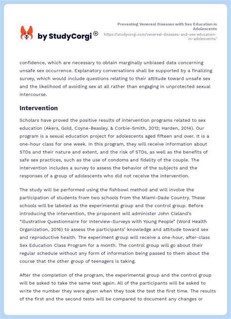 Preventing Venereal Diseases With Sex Education In Adolescents Free Essay Example