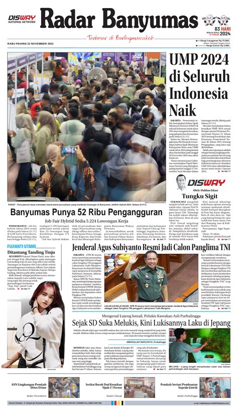 E Paper Rabu Pahing 22 November 2023 Radar Banyumas Digital Edition