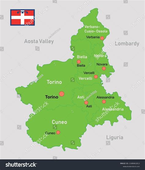 Vector Illustration Piemonte Map Italy Stock Vector (Royalty Free ...