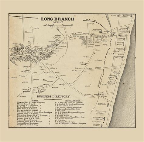 Long Branch Ocean New Jersey 1861 Old Town Map Custom Print Monmouth Co Old Maps