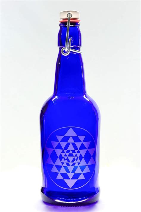 Cobalt Blue Glass Water Bottle Reusable Swing Top 16oz