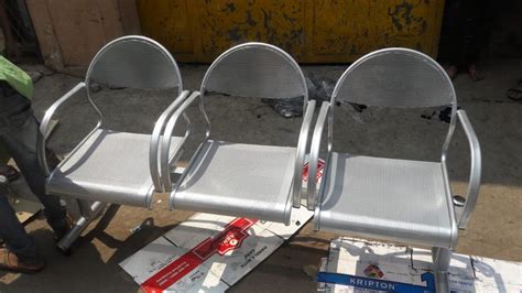 Stainless Steel 3 Seater Visitor Chair For Hospital Without Armrest