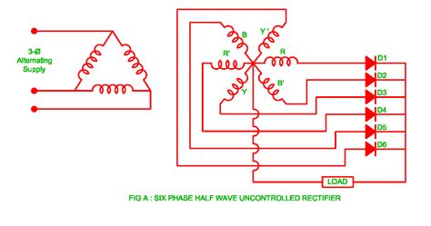 Working Of Six Phase Half Wave Uncontrolled Rectifier Electrical