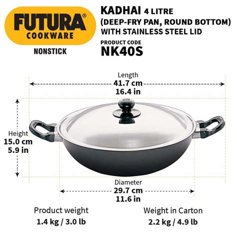 Buy Hawkins Futura Nonstick Deep Fry Pan Round Bottom L Cm