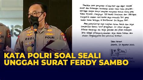 Kata Polri Soal Surat Ferdy Sambo Bantah Brigjen Hendra Kurniawan