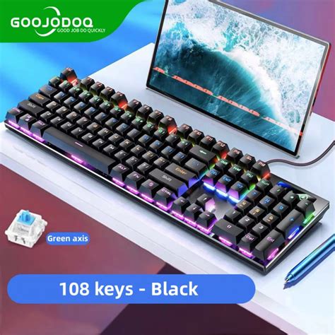 RGB 104 tuşları mekanik klavye arkadan aydınlatmalı kablolu klavye