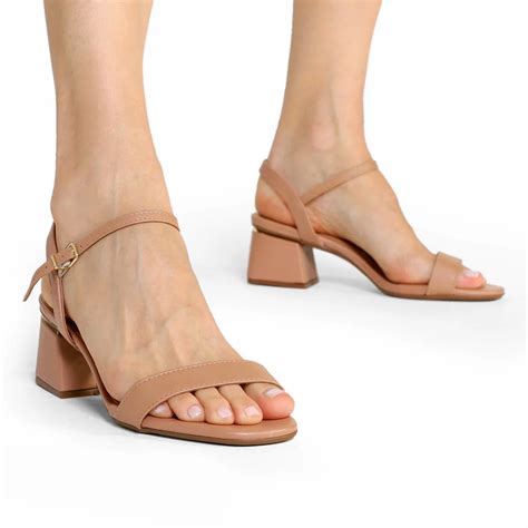 Sandália Vizzano Lisa Salto Bloco Feminina Nude Compre Agora Cabana Magazine