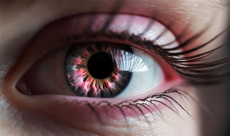 Premium AI Image | Closeup of a beautiful human eye with a pink color iris