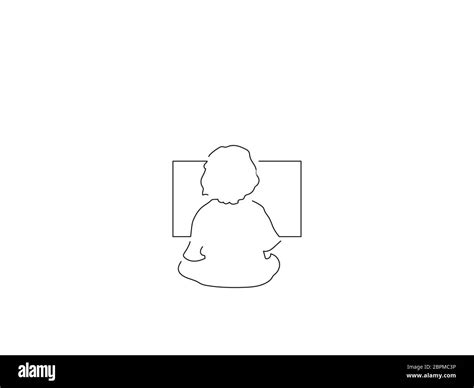 People watching tv isolated line drawing, vector illustration design ...