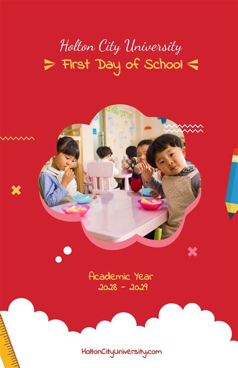 Free Simple First Day Of School Poster Template Illustrator Psd