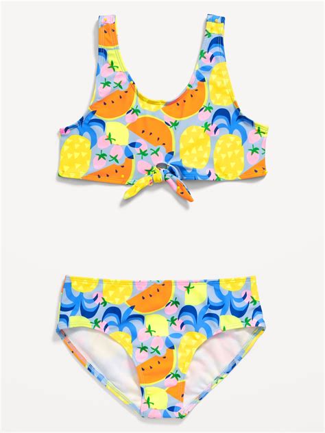 Printed Tie Front Bikini Swim Set For Girls Old Navy