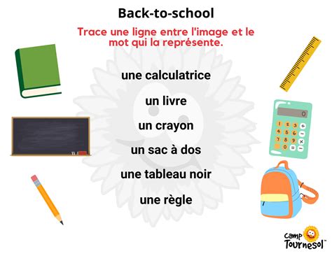 French Vocabulary for Back-to-School