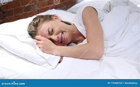 Crying Woman Lying In Bed At Night Tears In Eyes Stock Image Image Of Crying Apartment