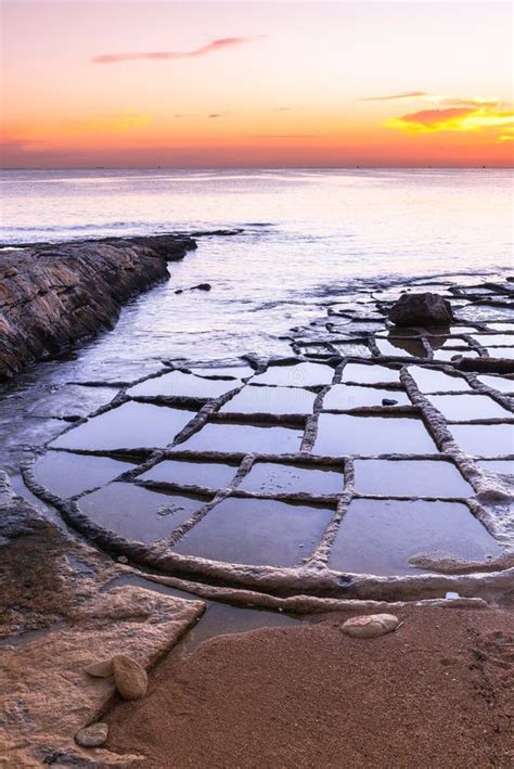 Salt Pans at Beach in Marsaskala, Malta at Sunrise Stock Image - Image of marsaskala, water ...