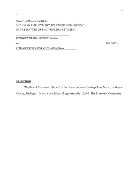 Riverview District & Riverview Education Association Recommendations