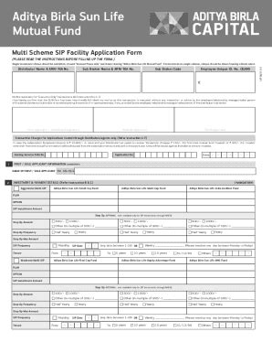 Fillable Online Multi Scheme SIP CSIP Facility Application Form Tax