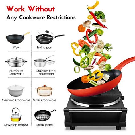Techwood 1500W Electric Single Burner Hot Plate Portable Countertop Stove With Adjustable