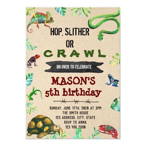 Reptile Party Birthday Invitation Artofit