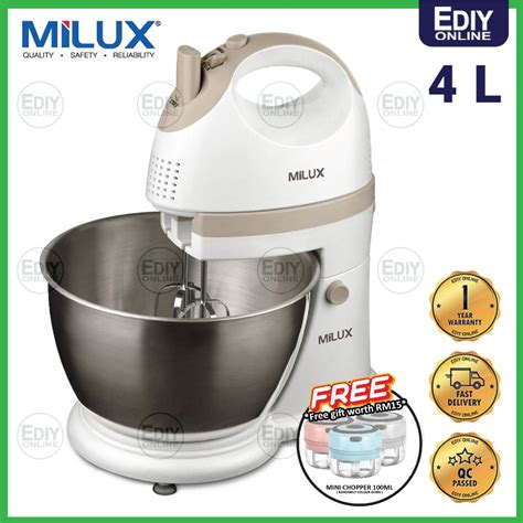 𝐅𝐑𝐄𝐄 𝐆𝐈𝐅𝐓 𝐌𝐈𝐍𝐈 𝐁𝐋𝐄𝐍𝐃𝐄𝐑 】【sirim 3 Pin】 Milux Msm9906 Stand Mixer