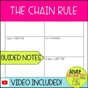 Derivatives With The Chain Rule Calculus Guided Notes With Video Lesson