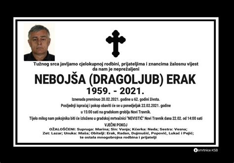 Nebojša Dragoljub Erak Osmrtnice Ksb