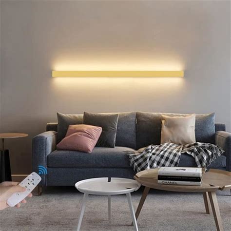 Doré Longue Barre Applique Murale Dimmable Interieur Avec Télécommande