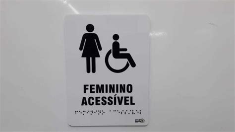 2 Pçs Placa Sinalização Banheiro Feminino Acessível Braille CASA DO