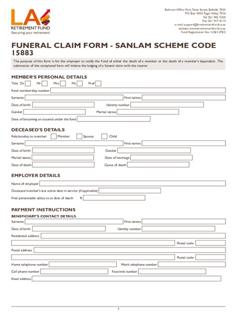 Fillable Online Laretirementfund Co LAR Fund Funeral Claims Form