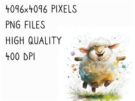 Cute and Funny Watercolor Sheep Clipart Bundle for Crafts and Designs, Instant Download, Digital ...