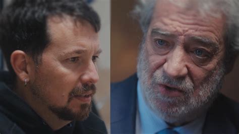 Miguel Ángel Rodríguez y Pablo Iglesias en el estreno de Otro enfoque