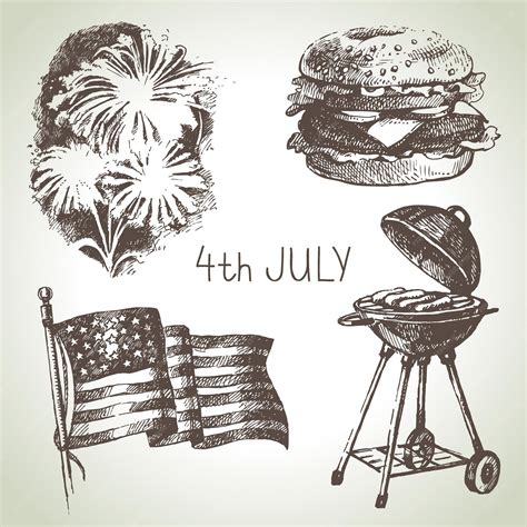 premium vector   july set hand drawn illustrations