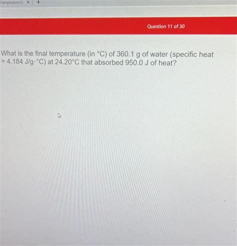 Solved What Is The Final Temperature In C Of 360 1 G Of Chegg