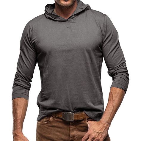 Cotton Hoodie For Mens Solid Long Sleeve Hooded Tops Casual Breathable