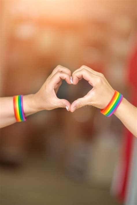 Pride Concept Hand Making A Heart Sign With Gay Pride Lgbt Rainbow