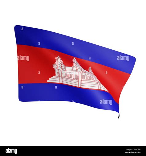 D Rendering Of Cambodia Flag Concept Cambodia National Day Stock Photo