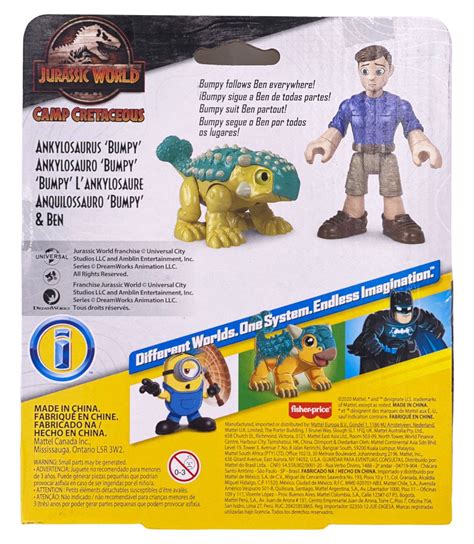 Imaginext Jurassic World Ankylosaurus Bumpy & Ben Set with Camp ...