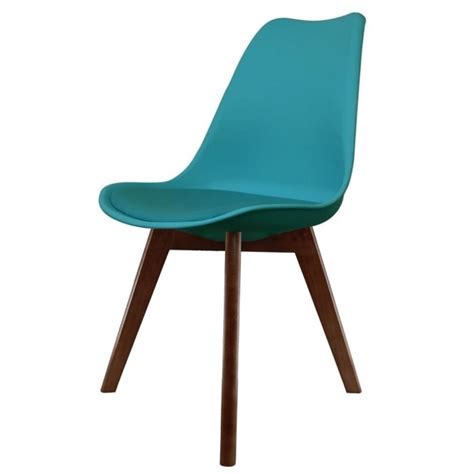 Eiffel Inspired Teal Plastic Dining Chair And Squared Dark Wood Legs