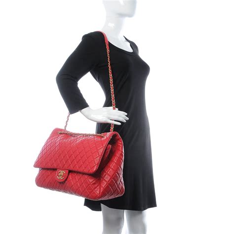 Chanel Calfskin Quilted Xxl Travel Flap Bag Red 324963